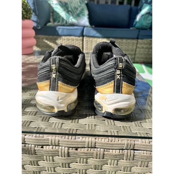 Nike Air Max 97 Black Metallic Gold Youth 7Y - Picture 2 of 8